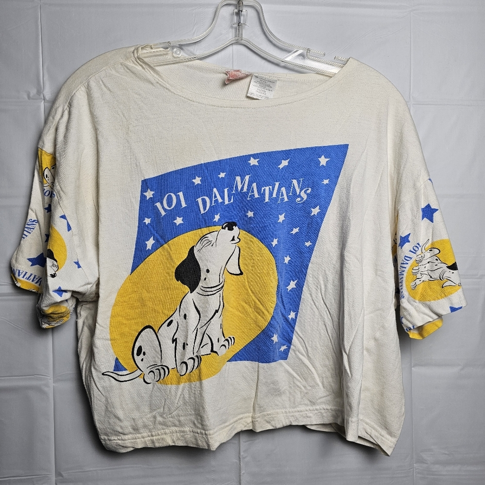 Vtg 90s 101 Dalmatian Pajama Set White Blue Yellow Size Medium